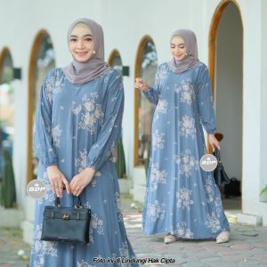 NEW DRESS MUSLIMAH SYARI DRESS SYARI SET HIJAB MOTIF BUNGA GAMIS SILANG BELAKANG DRESS KONDANGAN