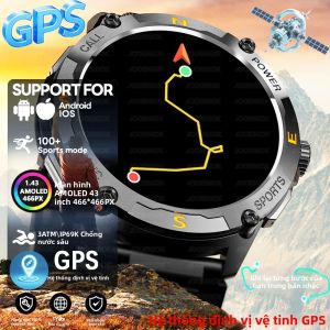 Đồng Hồ Thông Minh Quân Sự Ngoài Trời Tích Hợp GPS Máy Đo Độ Cao Chống Nước Hơn 100 Chế Độ Thể Thao Hỗ Trợ Cuộc Gọi Thoại Cho Nam Và Nữ