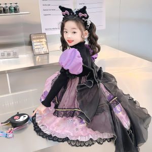 Kurumi Girls Dress Purple Princess Style Spring Autumn New Fashionable Lolita Skirt Childrens Clothing Brand Summer Fun