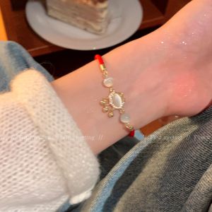 Lucky Year Cats Eye Stone Pull Chain Bracelet for Women Red String New Year Luxury Small Audience Exquisite Fashion Jewelry