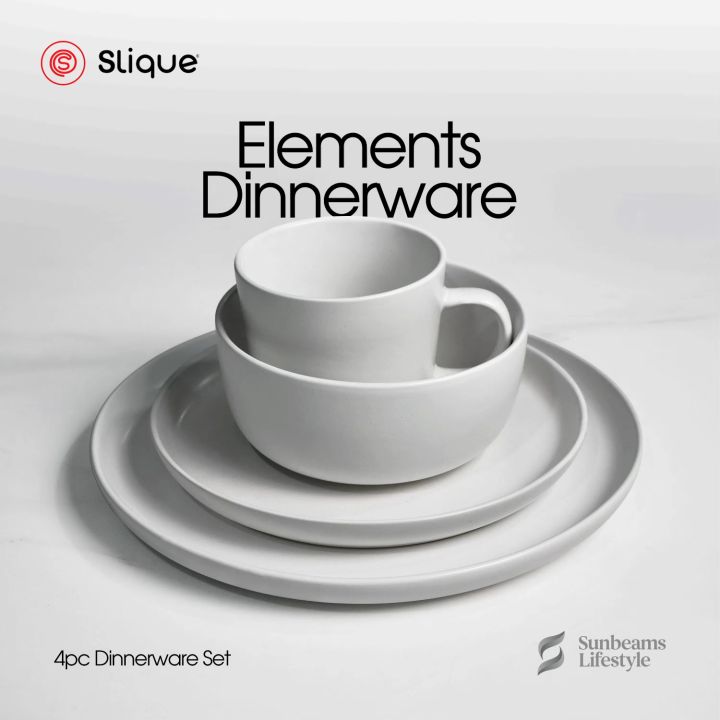 SLIQUE Dinnerware Set of 4 Glazed Stoneware Ceramic Chip resistant