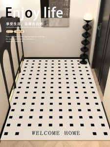 พรมประตูหนัง PVC บางเฉียบ 1 มม. ไม่ติดประตู พื้นรองเท้ากลางแจ้ง ผ้าพันคอแบบทนทาน สไตล์เรียบง่าย ป้องกันการเปื้อน