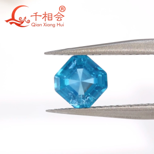 Lab Grown Sapphire Sea Blue Asscher Cut Synthetic Colorful Sapphire Loose Gemstone with Inclusions for DIY Accessories