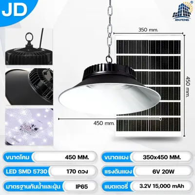 JD ไฟโซล่าเซลล์ 300W 500W 1000W 2000W ไฟโซล่าเซลล์ติดเพดาน โคมไฟโซล่าเซลล์ โคมวินเทจ โคมไฟพลังแสงอาทิตย์ โคมไฟโซล่าเซล SOLAR LIGHT