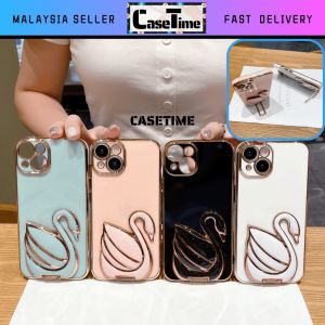 INFINIX Hot 11 Play Hot 20 Hot 20i Note 12 G96 G99 2023 Smart 6 electroplated swan stand holder soft case