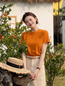 Áo Thun Tay Ngắn Mùa Hè Phong Cách Ngọt Ngào Nhẹ Nhàng Màu Trà Cho Nữ Áo Thun Cổ Tròn Dáng Rộng Thường Ngày Chất Liệu Cotton