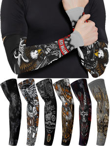 1Pair UV Sun Protection Arm Sleeves Outdoor Men riding Motorcycle Quick-dry Breathable Summer Ice Silk Cycling Tattoo Sleeves