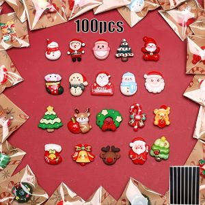 20/50/100pcs Mixed Resin Christmas Ornament Santa Claus Snowman Christmas Tree Decorations in Various Styles for Gift.