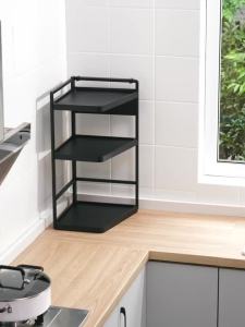 Stainless Steel Multifunctional Layered Tabletop Condiment Storage Rack Black