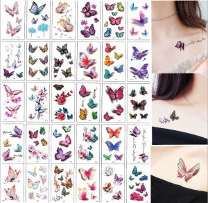 Paket 5 LEMBAR GAMBAR Tato Y Kupu Kupu Kecil Warna Warni Tato Temporer Tattoo Temporary Tubuh Wanita Tahan Lama Anti Air Sementara