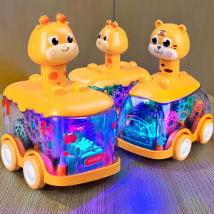 W18 Baby Toy Press and Go Gear Car Toy for Toddlers 1 2 3 Years Old Light Up Toy Inertial Car Birthday Gifts for Kids Boys and Girls
