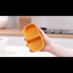 Premium Silicone Reusable Snack ContainersDouble Compartment Snackle BoxLeakproof Sauce and Salad Box forPicnicsOffice