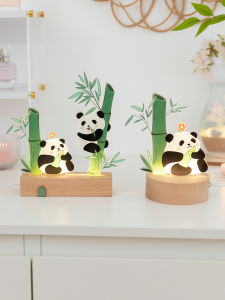 Aying Bamboo Panda Desktop Decorative Lamp Modern Simplicity Acrylic Night Light Living Room Cabinet Decoration Girls Gift