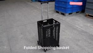 Heavy Duty Plastic Foldable Collapsible 4 Wheeled Grocery Supermarket Shopping Trolleys & Carts