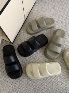 Thin Strip Raise the Bottom Couple Outdoor Double Strap Slippers Seaside Stylish Casual Beach Sandals Ins Men and Women Summer