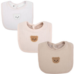 3Pcs/Lot Cute Bear Muslin Cotton Gauze Baby Bibs Saliva Towel Korean Kids Boys Girls Bandanas Adjustable Feeding Burp Cloths