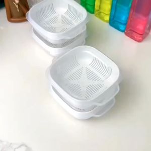 กล่องข้าวสาร กล่องถนอมข้าว พร้อมฝาปิด เข้าไมโครเวฟได้ เก็บความสดในตู้เย็น /กล่องล้างผลไม้ พร้อมตะกร้าระบายน้ํา พร้อมส่ง