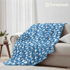 Beast Kingdom | Blue Mickey Christmas Soft Warm Flannel Blanket Lightweight Cozy Christmas Halloween Home Decor Room
