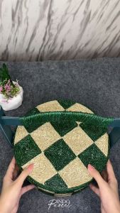 INDOPARCEL - Tas Box Hampers Tengteng Rantang Bulat Anyaman Pandan Ulir Kombinasi Warna Tas Kado Etnik Anyaman Serbaguna Keranjang Anyaman Tas Bungkus Kemasan Hari Perayaan Viral Terbaru