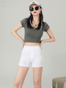 Lyq Yrf High เอว ยืดได้ เดนิม กางเกงขาสั้น ผู้หญิง แจ๊กเก็ต ฤดูร้อน บางความยาวสามในสี่ Super Short Shark กางเกง