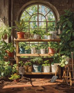 Kayou | Oil Painting By Numbers Flower and Grass House in The Sunlight DIY Number Drawing Canvas Pictures By Numbers Home Decor