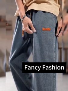 Fancy Fashion กางเกงยีนขายาวลําลอง ทรงตรง ทรงหลวม สไตล์อเมริกันวินเทจ สําหรับผู้ชาย