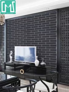 Self-adhesive kitchen bathroom waterproof wall stickers floor stickers mosaic bathroom waistline stickers wallpaper decorative tile stickers Marble pattern black and white stone pattern 40 cm*5m