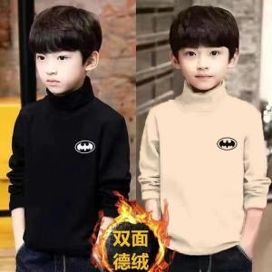 Boys Undershirt Double-Sided Dralon Autumn and Winter Clothing Kids Heattech Intimates Half Turtleneck Fleece Long Sleeve T-shirt Inner Fashion