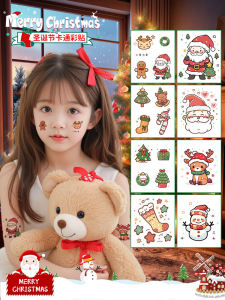 Christmas Kids Color Tattoo Sticker Face Pasters Cartoon Decorative Makeup Cos Cute Davids Deer Snowman Stickers Washable