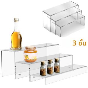 3 ชั้นอะคริลิคขาตั้งจอแสดงผล CLEAR Riser Rack สําหรับขนม Cupcake น้ําหอมอะนิเมะรูปเครื่องประดับ Riser ชั้นวาง