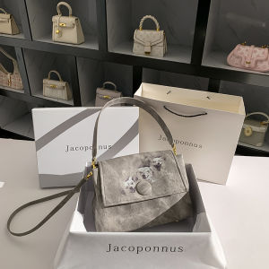 Grey Leather Tote Bag Womens Commuter Fashion Trend Soft Handle Magnetic Buckle Closure Large Capacity Shoulder Bag for Work