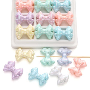 2Pcs Acrylic Ribbon Knot Bow Loose Beads Transparent Color Mermaid Ji AB Beaded For Jewelry Making DIY Necklace Bracelet 31x21mm