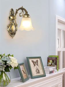 European Style Simple Bedside Wall Lamp Single Head Bedroom Corridor Lighting Fixture Alloy Glass Body Energy Saving LED Light