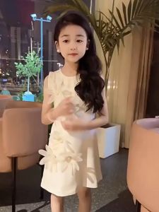 Girls White Princess Dress Flower Birthday Party Dress For Kids Girl 1-6Y