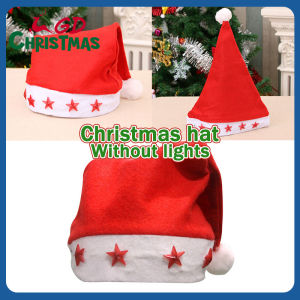 GD Christmas Christmas Xmas 29cm Hat Santa Claus Hat Christmas Cap Without Blinking Star Light over size (Red)