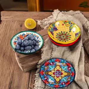 Bohemian small saucer ceramic household flavor saucer soy sauce saucer barbecue hot pot sauce saucer snack saucer vinegar