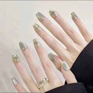Mint Green Boucher Handmade Wearable Nail Art Purely Detachable Glowing Cat Eye Nail Art White Enhancing High End Nail Art