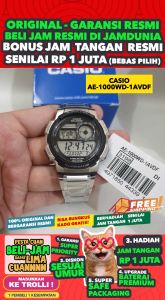 CASIO ORIGINAL Standard AE-1000WD-1AV - MEN - Abu-Abu Hitam - Stainless - Special - Jam dunia JD16ST