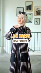 LINI Dress Anak Gamis Anak Bahan Caramel Stripe Usia 3th - 10th Daily Fashion Anak Muslimah