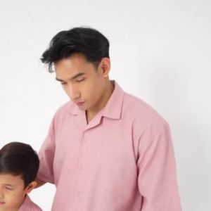 KEMEJA COUPLE AYAH DAN ANAK LAKI LAKI LENGAN PENDEK POLOS OVERSIZE KAZU SERIES FADSAN