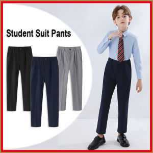 Gentleman Kids Pants for Boys Students Grey Trousers Pants Children Formal Suit Pants for Kids Boys 7 8 9 10 11 12 13 14 Years Old Fashion Teen School Slacks Bottoms