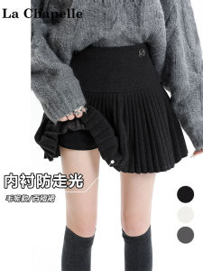 La Chapelle Grey Woolen Plaid Mini Skirt Womens Autumn Winter Slim High Waist A-Line Short Skirt Trendy School JK Half Skirt