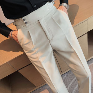 Naples Casual Suit Pants Mens Autumn Drooping High Waist Straight Suit Pants Slim-Fitting Iron-Free Business Suit Pants