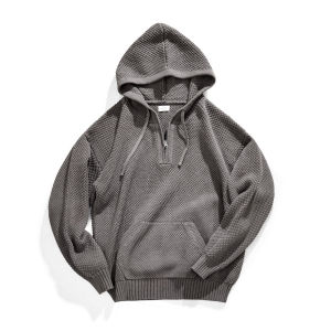 MADEN | American Leisure Half Zip Pineapple Knit Hoodie Sweater for Men