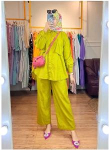 SAVILA OUTFIT SET / BAJU CELANA SETELAN WANITA SV SET /SETCEL KEMEJA POCKET/SETELAN KEMEJA TERBARU TERLARIS TERMURAH
