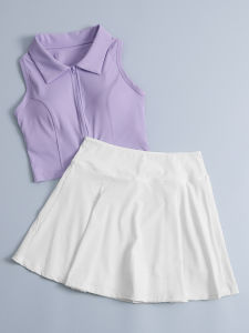Sleeveless Front Zip High Elastic Quick Drying Yoga Set