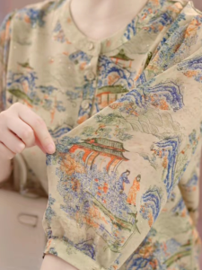 เสื้อเชิ้ตคอกลมแขนสั้นทรงสลิมฟิตสไตล์ย้อนยุค 2025 ทรงสลิมฟิต เสื้อเชิ้ตผู้หญิง แฟชั่นฤดูร้อน ผ้าโพลีเอสเตอร์ ไม่ซีดจาง