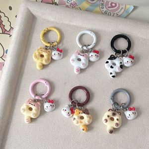 5pcs dễ thương Sanrio Hello Mèo Kitty Donut đồ treo móc khóa Keyring cho ba lô nữ quyến rũ Tai nghe trường hợp phụ kiện sáng tạo người bạn quà tặng cho cặp đôi