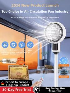 2024 New Eurobird Intelligent Air Circulation Fan Electric Standing Fan Energy Saving Low Noise Super Strong Wind Remote Control Bedroom Office