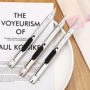Cutter 1Pcs Retractable Blade Knife 30° Stainless Steel for Cutting Sharp Lockable Paper Cardboard Wholesale Notebook Spring School Supplies